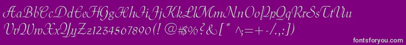 MenuetScript Font – Green Fonts on Purple Background
