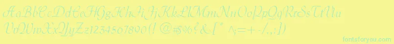 MenuetScript Font – Green Fonts on Yellow Background