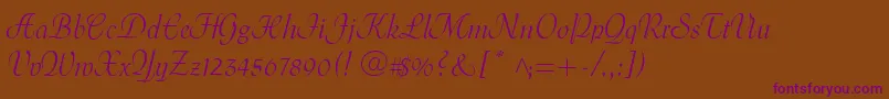 MenuetScript-Schriftart – Violette Schriften auf braunem Hintergrund