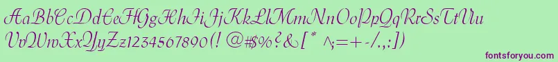 MenuetScript Font – Purple Fonts on Green Background