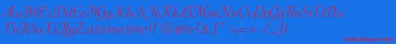 MenuetScript Font – Red Fonts on Blue Background