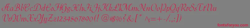 Czcionka MenuetScript – czerwone czcionki na szarym tle