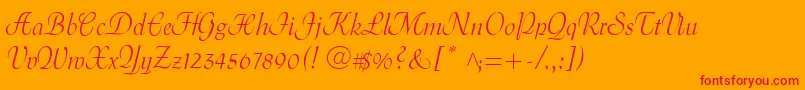 フォントMenuetScript – オレンジの背景に赤い文字