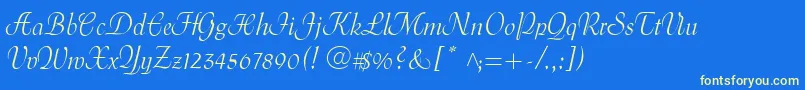 MenuetScript Font – Yellow Fonts on Blue Background