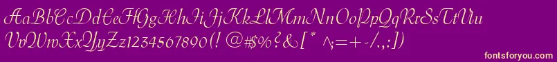 MenuetScript-Schriftart – Gelbe Schriften auf violettem Hintergrund