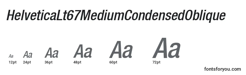Размеры шрифта HelveticaLt67MediumCondensedOblique