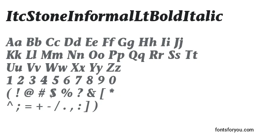ItcStoneInformalLtBoldItalic-fontti – aakkoset, numerot, erikoismerkit