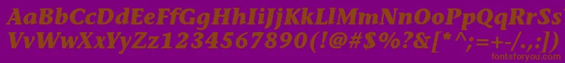 Fonte ItcStoneInformalLtBoldItalic – fontes marrons em um fundo roxo