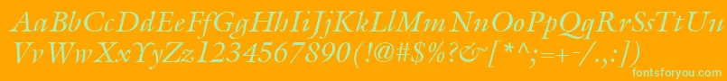 ItcGalliardLtItalic Font – Green Fonts on Orange Background