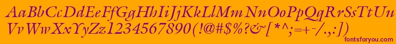 フォントItcGalliardLtItalic – オレンジの背景に紫のフォント