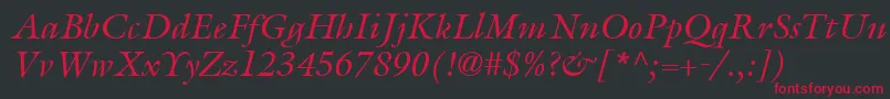ItcGalliardLtItalic Font – Red Fonts on Black Background