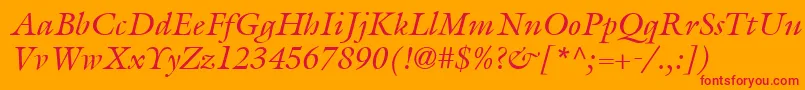 フォントItcGalliardLtItalic – オレンジの背景に赤い文字