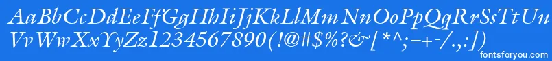 ItcGalliardLtItalic-Schriftart – Weiße Schriften auf blauem Hintergrund