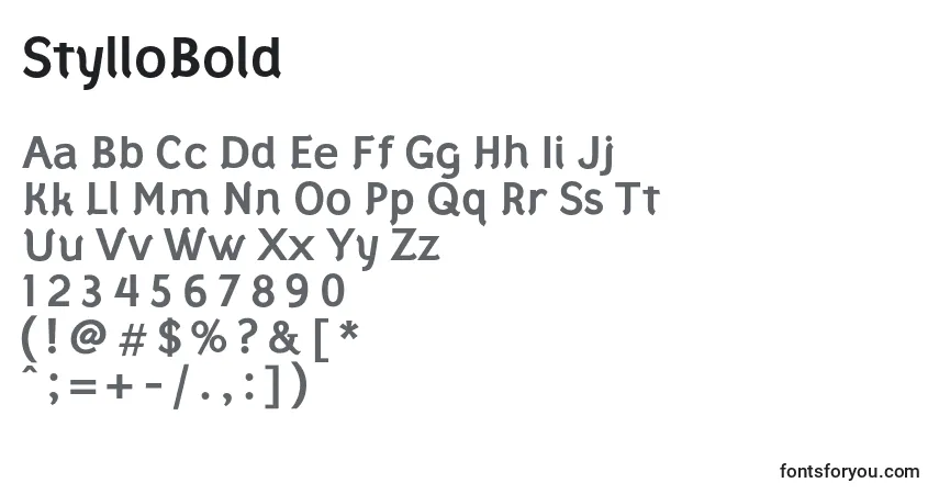 Шрифт StylloBold – алфавит, цифры, специальные символы
