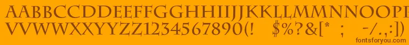 Czcionka BarrygothiccBold – brązowe czcionki na pomarańczowym tle