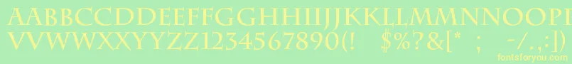 フォントBarrygothiccBold – 黄色の文字が緑の背景にあります