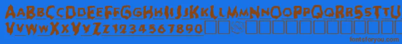 フォントGhoulheadline – 茶色の文字が青い背景にあります。