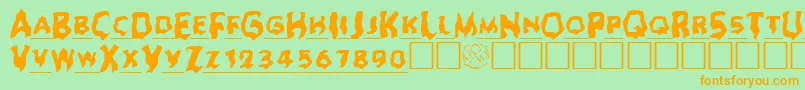 Ghoulheadline Font – Orange Fonts on Green Background