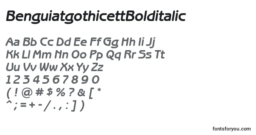 A fonte BenguiatgothicettBolditalic – alfabeto, números, caracteres especiais