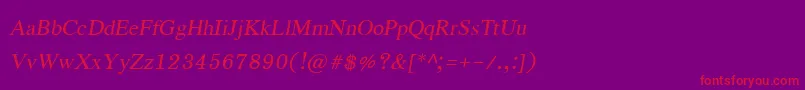 EucrosiaupcItalic-Schriftart – Rote Schriften auf violettem Hintergrund