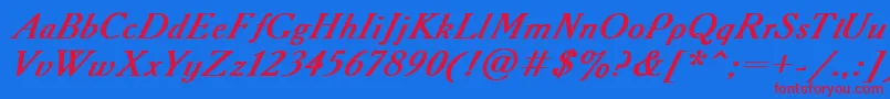 AcademyBoldItalic Font – Red Fonts on Blue Background