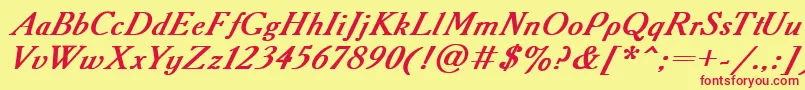 AcademyBoldItalic Font – Red Fonts on Yellow Background