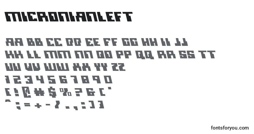 Fuente Micronianleft - alfabeto, números, caracteres especiales