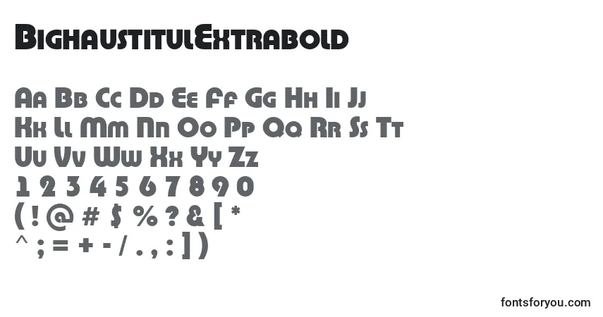 A fonte BighaustitulExtrabold – alfabeto, números, caracteres especiais