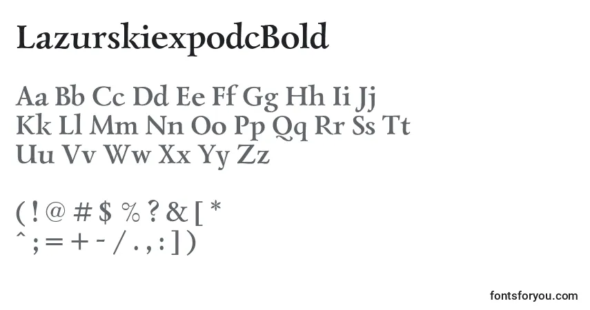 Czcionka LazurskiexpodcBold – alfabet, cyfry, specjalne znaki