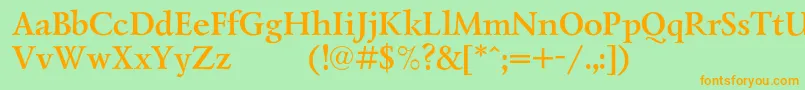 LazurskiexpodcBold-Schriftart – Orangefarbene Schriften auf grünem Hintergrund