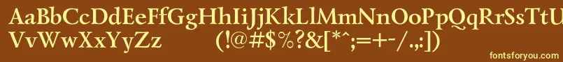 LazurskiexpodcBold-Schriftart – Gelbe Schriften auf braunem Hintergrund