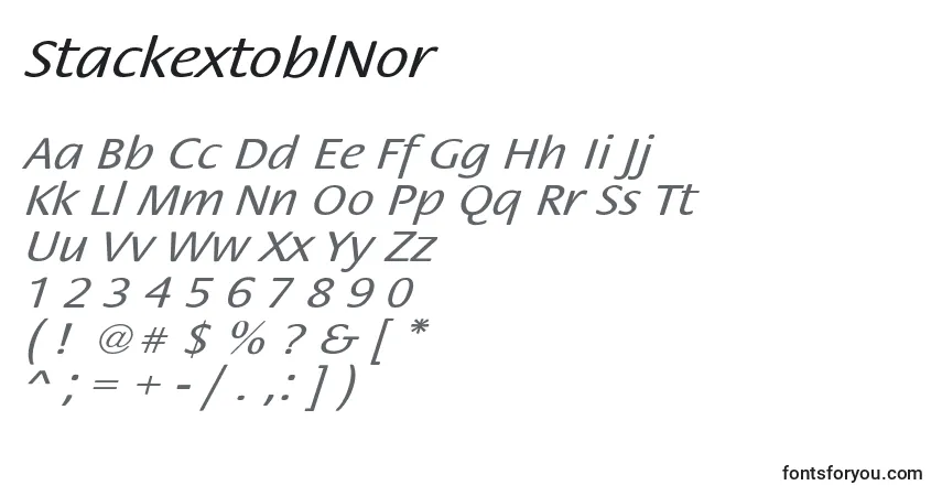 Czcionka StackextoblNor – alfabet, cyfry, specjalne znaki