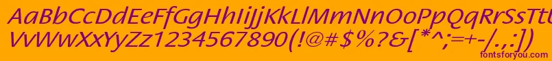 StackextoblNor-Schriftart – Violette Schriften auf orangefarbenem Hintergrund