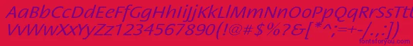 フォントStackextoblNor – 赤い背景に紫のフォント