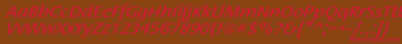 フォントStackextoblNor – 赤い文字が茶色の背景にあります。