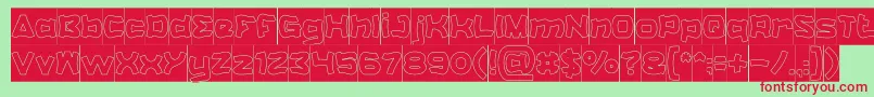 CatalystHollowInverse Font – Red Fonts on Green Background