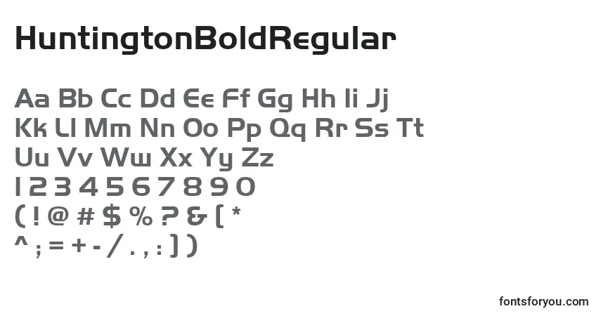 Шрифт HuntingtonBoldRegular – алфавит, цифры, специальные символы