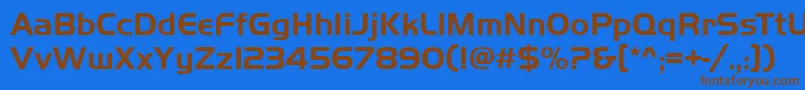 フォントHuntingtonBoldRegular – 茶色の文字が青い背景にあります。