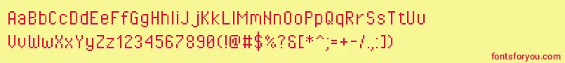 Czcionka Pixeloperator – czerwone czcionki na żółtym tle