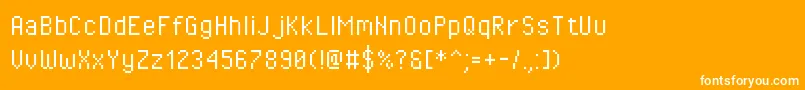 Pixeloperator-fontti – valkoiset fontit oranssilla taustalla