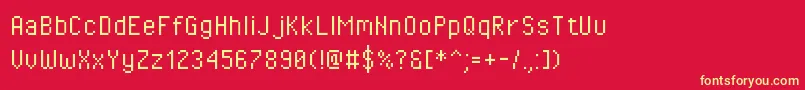 Pixeloperator Font – Yellow Fonts on Red Background