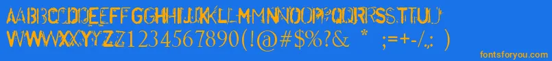 Disordered Font – Orange Fonts on Blue Background