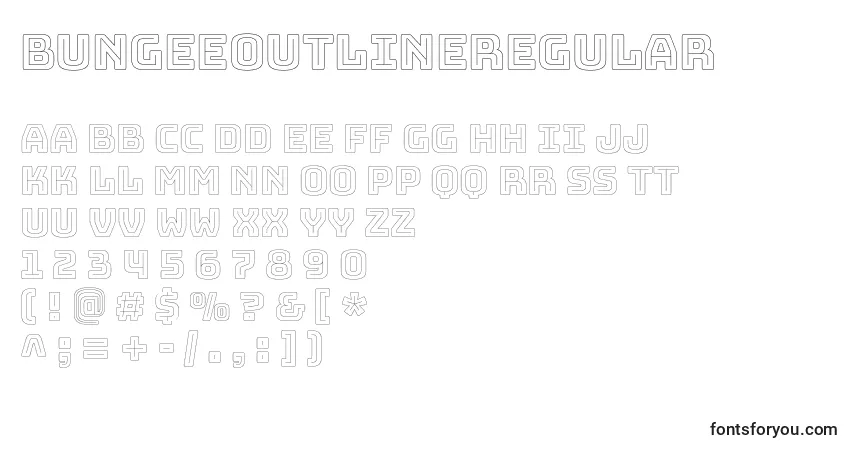 Czcionka BungeeoutlineRegular – alfabet, cyfry, specjalne znaki