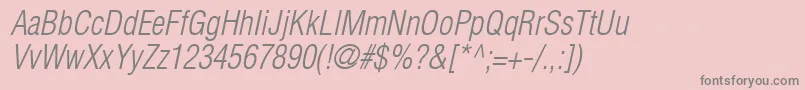 Шрифт ContextLightCondensedSsiLightCondensedItalic – серые шрифты на розовом фоне