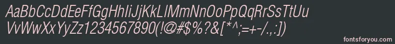 Шрифт ContextLightCondensedSsiLightCondensedItalic – розовые шрифты на чёрном фоне