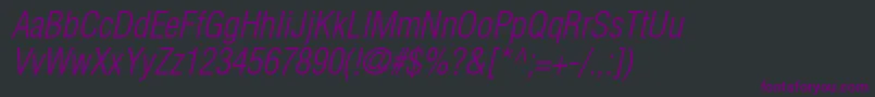 Шрифт ContextLightCondensedSsiLightCondensedItalic – фиолетовые шрифты на чёрном фоне