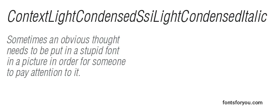 ContextLightCondensedSsiLightCondensedItalic -fontin tarkastelu