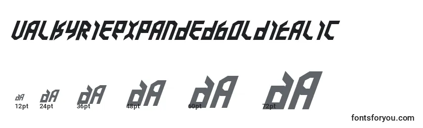 ValkyrieExpandedBoldItalic Font Sizes