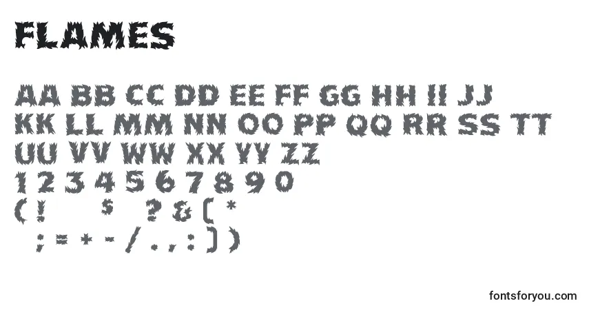 Fuente Flames - alfabeto, números, caracteres especiales
