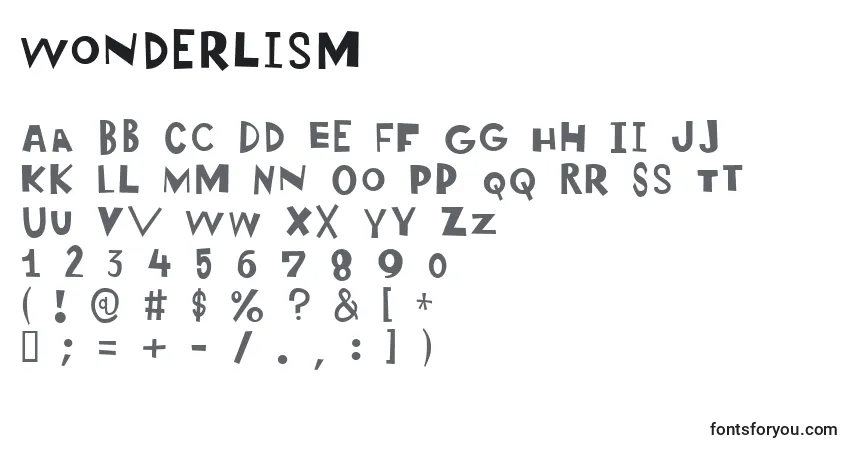 Schriftart Wonderlism – Alphabet, Zahlen, spezielle Symbole